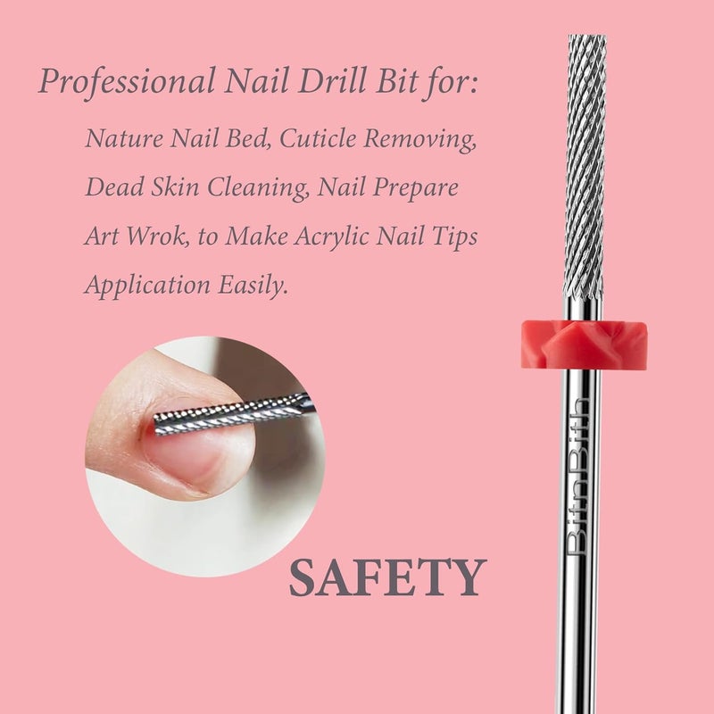 BitnBith Nail Drill Bits Safety Cuticle Nail Buffer Bit 3/32",Tungsten Carbide Professional Drill Bit for Nail Prepare Nail Bed File Dead Skin Cleaning,Manicure 2-Way Rotate For Nail Home Salon,Fine - Image 5
